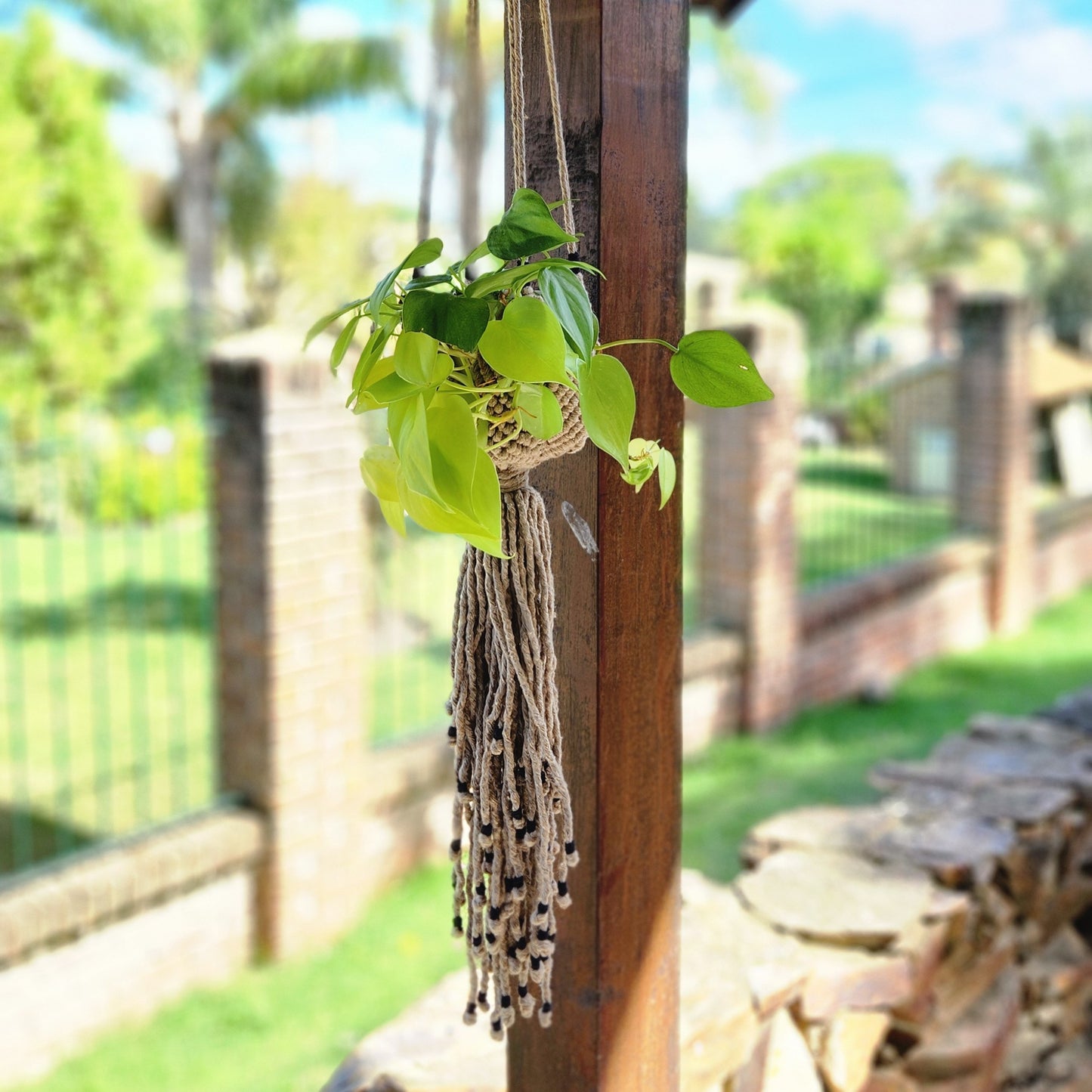 COLGANTE PARA PLANTAS DE MACRAME 4 PETALOS