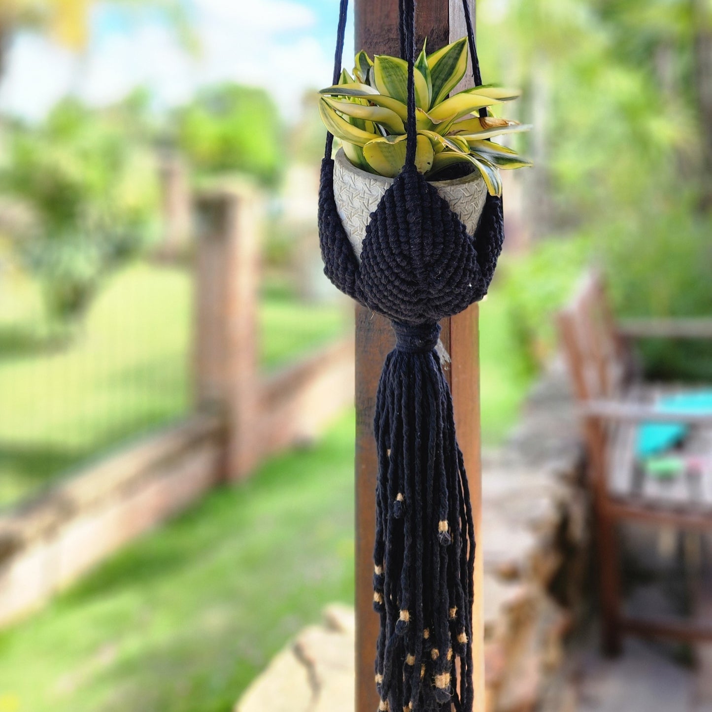 COLGANTE PARA PLANTAS DE MACRAME 4 PETALOS