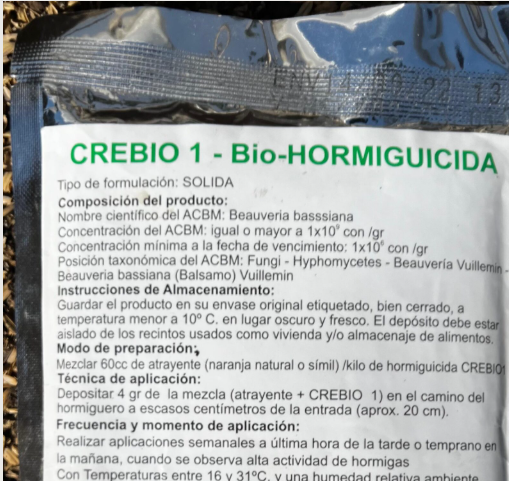 Bio hormiguicida (a base de Beauveria bassiana)
